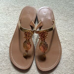 Lilly Pulitzer Pineapple Metallic Flipflops